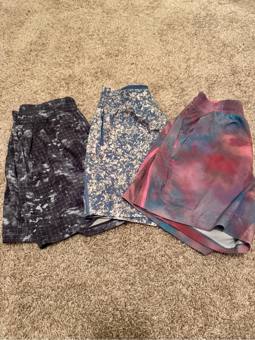 lululemon athletica Men’s Athletic Shorts Trio - Black, Blue, Pink Tie-Dye